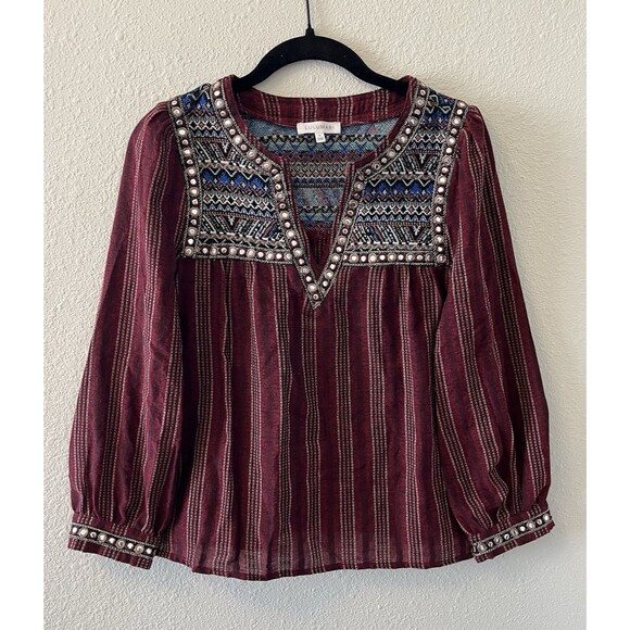 Lulumari Womens Peasant Top Small Embroidered Jeweled Boho Hippie Fairy Festival - Picture 1 of 16